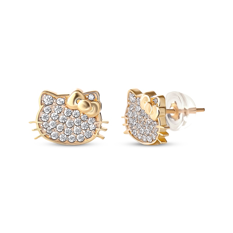 Children's Hello Kitty Cubic Zirconia Stud Earrings 14K Yellow Gold