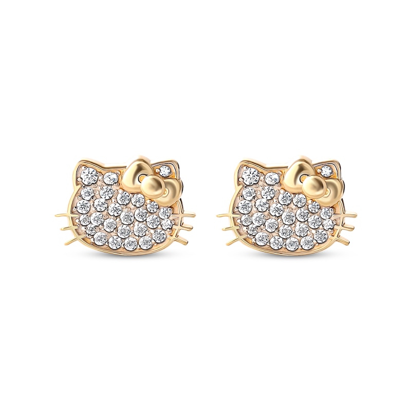 Children's Hello Kitty Cubic Zirconia Stud Earrings 14K Yellow Gold