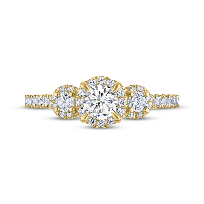 Main Image 3 of THE LEO Diamond Round-Cut Three-Stone Engagement Ring 7/8 ct tw 14K Yellow Gold