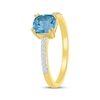 Thumbnail Image 2 of Cushion-Cut Natural Swiss Blue Topaz & Diamond Ring 1/15 ct tw 10K Yellow Gold