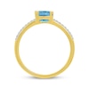 Thumbnail Image 3 of Cushion-Cut Natural Swiss Blue Topaz & Diamond Ring 1/15 ct tw 10K Yellow Gold