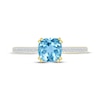 Thumbnail Image 4 of Cushion-Cut Natural Swiss Blue Topaz & Diamond Ring 1/15 ct tw 10K Yellow Gold