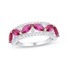 Thumbnail Image 1 of Marquise-Cut Lab-Created Ruby & White Lab-Created Sapphire Ring Sterling Silver