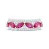 Thumbnail Image 3 of Marquise-Cut Lab-Created Ruby & White Lab-Created Sapphire Ring Sterling Silver