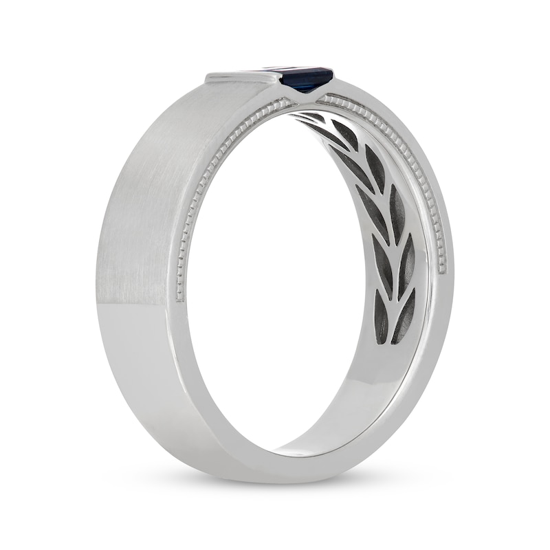 Main Image 2 of Neil Lane Men's Baguette-Cut Natural Blue Sapphire Wedding Band 14K White Gold