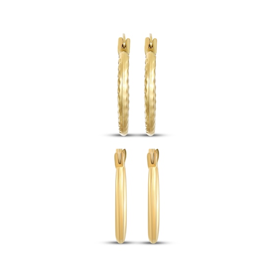 Thumbnail Image 2 of Hollow Hoop Earrings Set 15mm 14K Yellow Gold