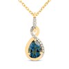 Thumbnail Image 1 of Pear-Shaped London Blue Topaz & Diamond Infinity Necklace 1/20 ct tw 10K Yellow Gold
