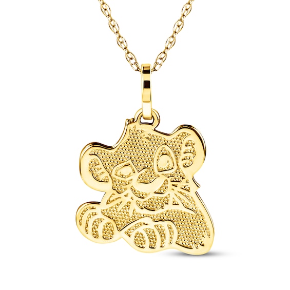 Children's Disney Treasures The Lion King "Simba" Necklace 14K Yellow Gold 15"