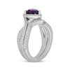 Thumbnail Image 2 of Neil Lane Heart-Shaped Amethyst & Diamond Halo Bridal Set 1/2 ct tw 14K White Gold