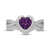 Thumbnail Image 3 of Neil Lane Heart-Shaped Amethyst & Diamond Halo Bridal Set 1/2 ct tw 14K White Gold