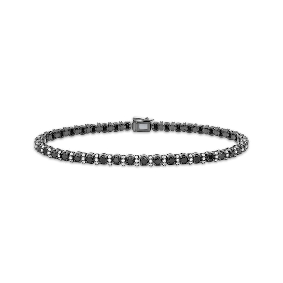 Men's Black & White Diamond Line Bracelet 6 ct tw Sterling Silver 8.5"