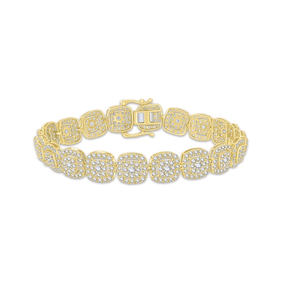 Multi-Diamond Cushion Link Bracelet 5 ct tw 10K Yellow Gold 7"