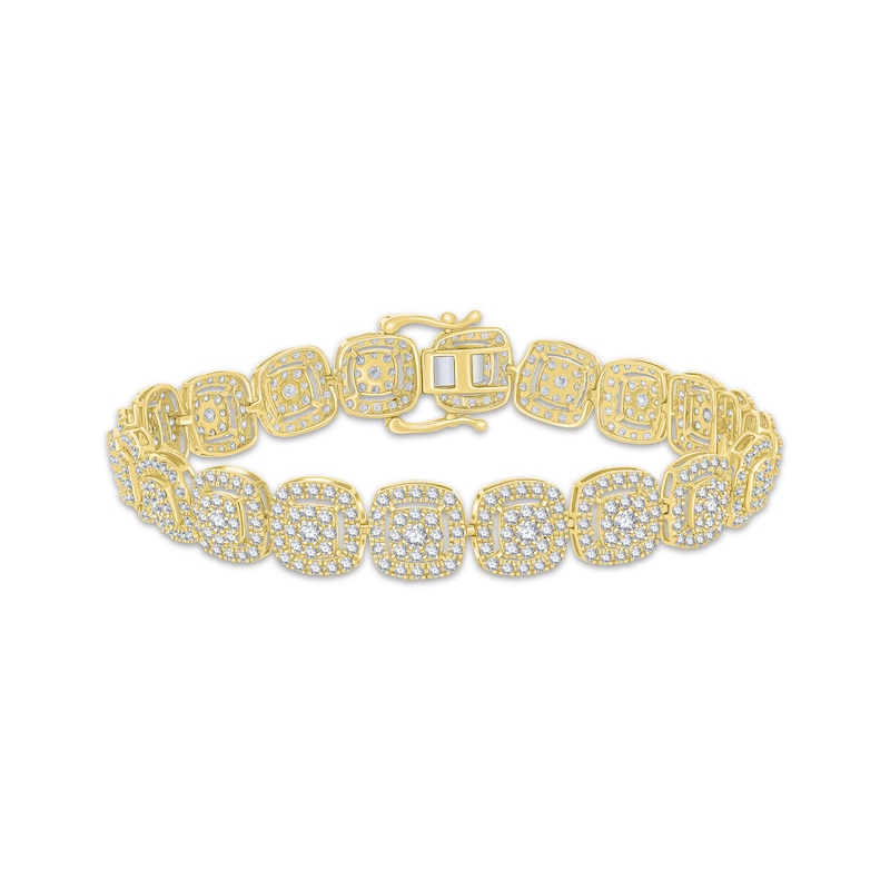 Main Image 1 of Multi-Diamond Cushion Link Bracelet 5 ct tw 10K Yellow Gold 7&quot;