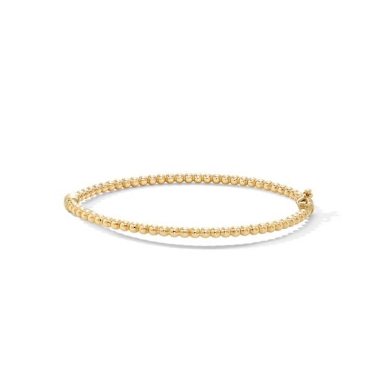 Hollow Bead Bangle Bracelet 3mm 10K Yellow Gold