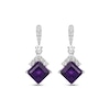 Thumbnail Image 2 of Square-Cut Amethyst & White Lab-Created Sapphire Drop Earrings Sterling Silver