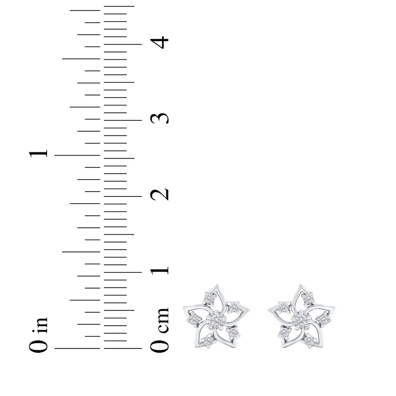 Main Image 5 of Diamond Flower Stud Earrings 1/10 ct tw 10K White Gold