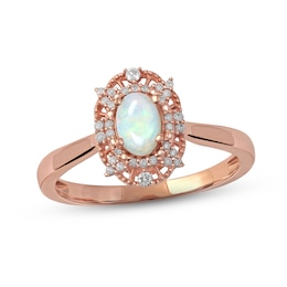 Ethiopian Opal & Diamond Ring 1/10 ct tw 10K Rose Gold