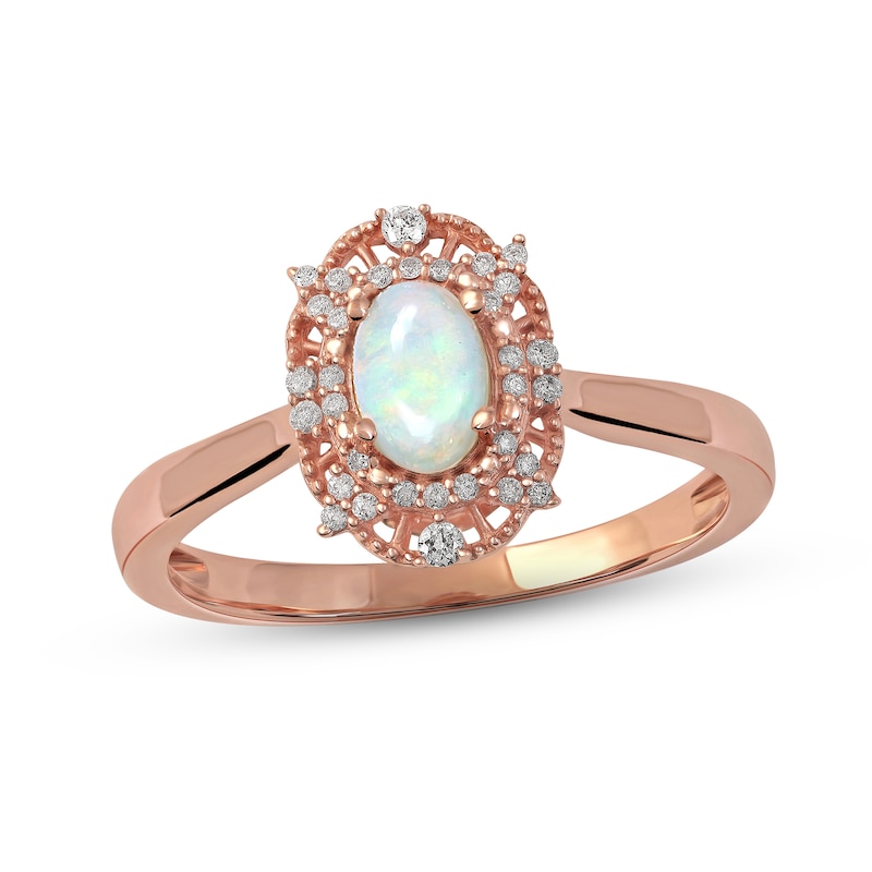 Main Image 1 of Ethiopian Opal & Diamond Ring 1/10 ct tw 10K Rose Gold