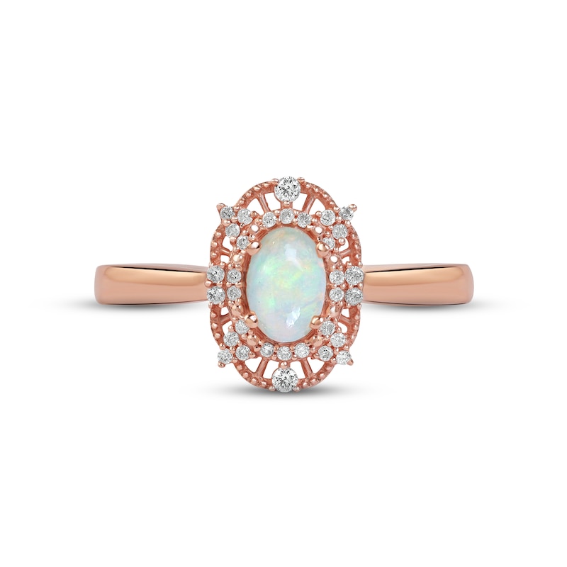 Main Image 3 of Ethiopian Opal & Diamond Ring 1/10 ct tw 10K Rose Gold