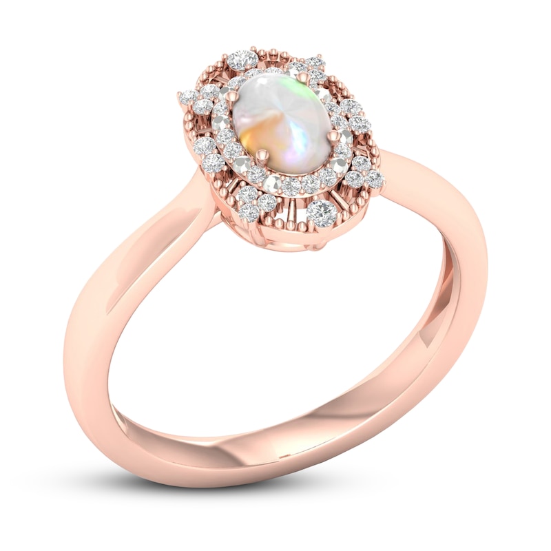 Main Image 4 of Ethiopian Opal & Diamond Ring 1/10 ct tw 10K Rose Gold