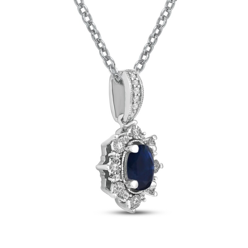 Main Image 2 of Blue Sapphire & Diamond Necklace 1/15 ct tw 10K White Gold 18&quot;