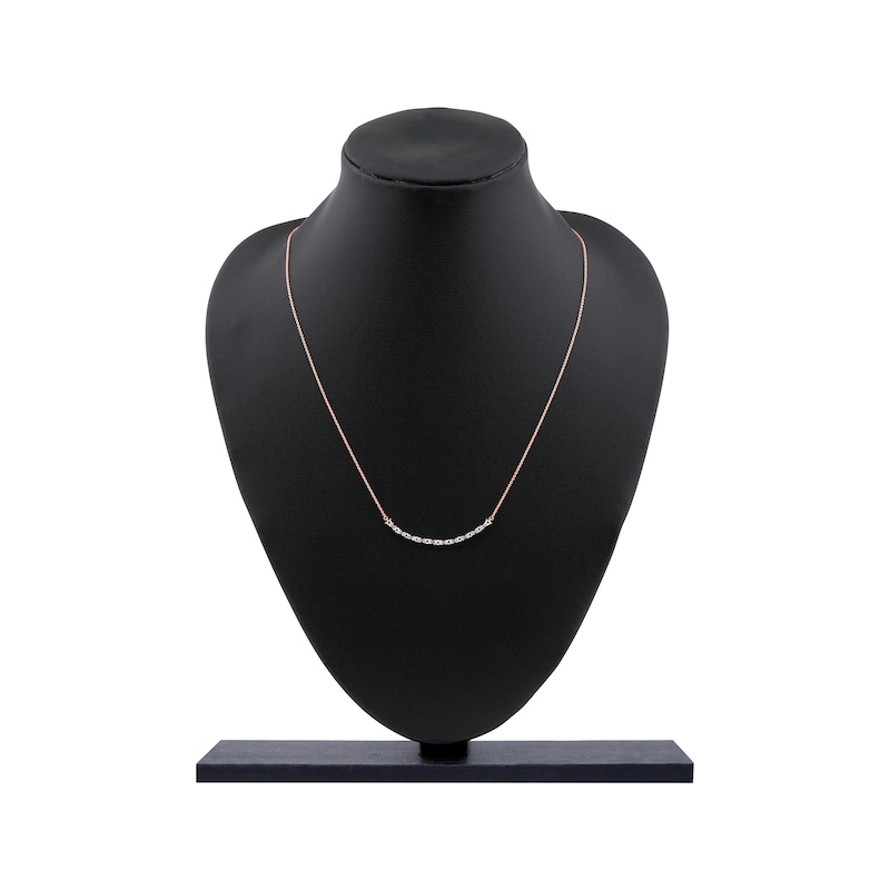 Main Image 5 of Baguette & Round-Cut Diamond Smile Necklace 1/6 ct tw 10K Rose Gold 18"