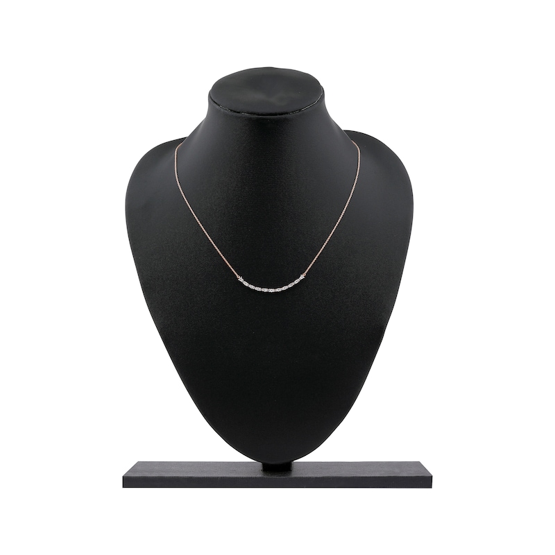 Main Image 6 of Baguette & Round-Cut Diamond Smile Necklace 1/6 ct tw 10K Rose Gold 18"