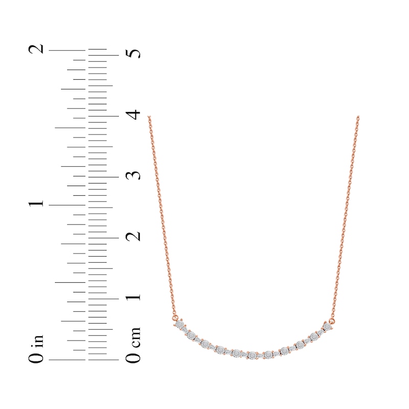 Main Image 7 of Baguette & Round-Cut Diamond Smile Necklace 1/6 ct tw 10K Rose Gold 18"