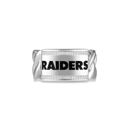 True Fans Las Vegas Raiders 1/10ct tw Diamond "RAIDERS" Chain Ring Sterling Silver