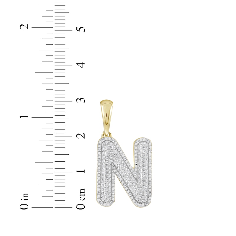 Main Image 3 of Diamond Puff Letter N Initial Charm 1/3 ct tw 10K Yellow Gold
