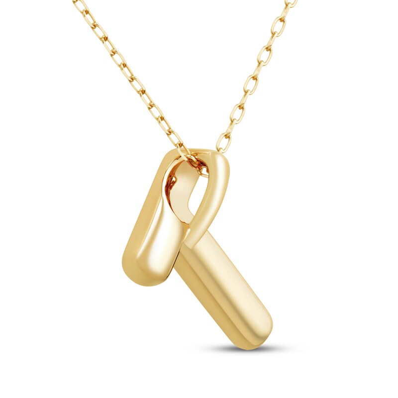 Main Image 3 of Puff Letter T Initial Necklace 14K Yellow Gold 18&quot;
