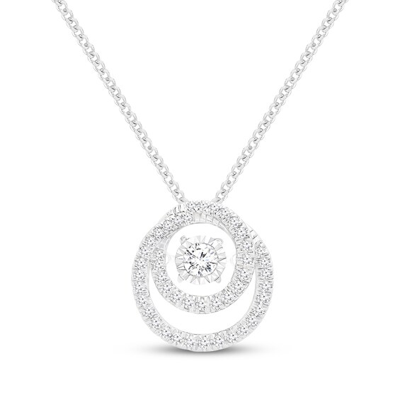 Unstoppable Love Double Circle Necklace 1/2 ct tw 10K White Gold 19"