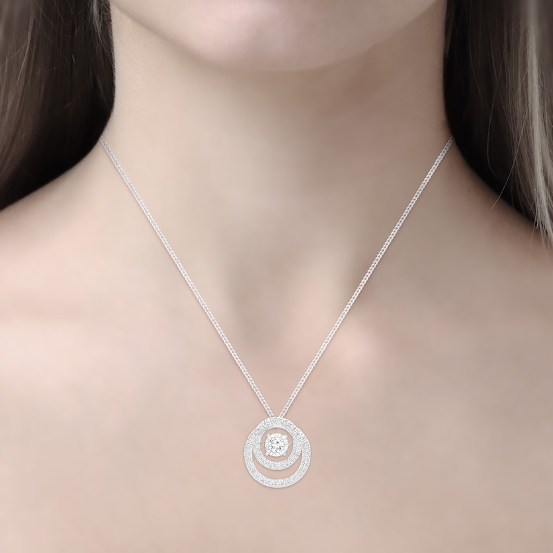 Main Image 2 of Unstoppable Love Double Circle Necklace 1/2 ct tw 10K White Gold 19&quot;