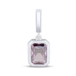 Charmed Memories Emerald-Cut Purple Cubic Zirconia Charm Sterling Silver