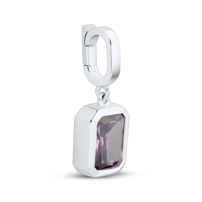 Main Image 2 of Charmed Memories Emerald-Cut Purple Cubic Zirconia Charm Sterling Silver