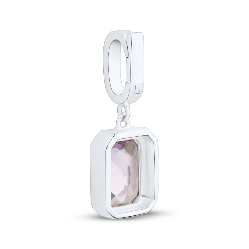 Main Image 3 of Charmed Memories Emerald-Cut Purple Cubic Zirconia Charm Sterling Silver