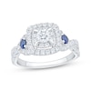 Thumbnail Image 1 of Now + Forever Round-Cut Diamond & Natural Blue Sapphire Engagement Ring 1 ct tw 14K White Gold