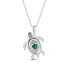 Thumbnail Image 3 of Heart-Shaped Lab-Created Emerald & White Lab-Created Sapphire Turtle Necklace Sterling Silver 18&quot;