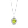Thumbnail Image 1 of Pear-Shaped Peridot & White Lab-Created Sapphire Necklace Sterling Silver 18&quot;