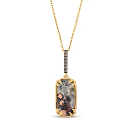 Le Vian Cushion-Cut Aquadite Necklace 1/20 ct tw Diamonds 14K Honey Gold 19"