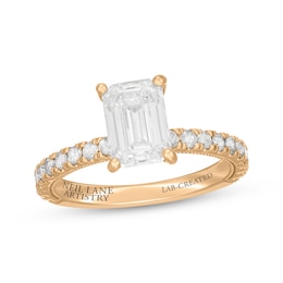 Neil Lane Artistry Emerald-Cut Lab-Grown Diamond Hidden Halo Engagement Ring 2-1/2 ct tw 14K Yellow Gold