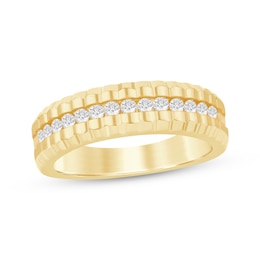 Now + Forever Men's Diamond Ribbed Wedding Band 1/2 ct tw 10K Yellow Gold
