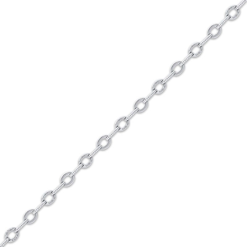 Main Image 2 of Diamond Oval & Rope Link Bracelet 1/4 ct tw Sterling Silver 7&quot;
