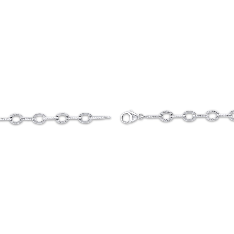 Main Image 3 of Diamond Oval & Rope Link Bracelet 1/4 ct tw Sterling Silver 7&quot;