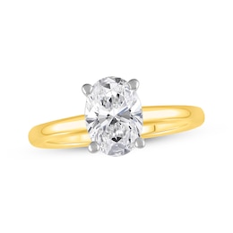 Now + Forever Oval-Cut Lab-Grown Diamond Solitaire Engagement Ring 1-1/2 ct tw 14K Yellow Gold (F/VS2)
