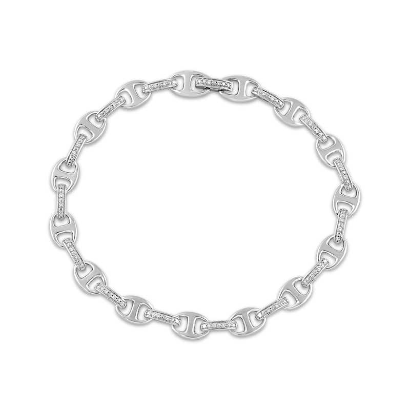 Main Image 1 of Diamond Mariner Link Bracelet 1/10 ct tw Sterling Silver 7"