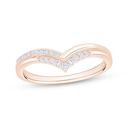 Now + Forever Diamond Chevron Two-Row Anniversary Ring 1/8 ct tw 10K Rose Gold
