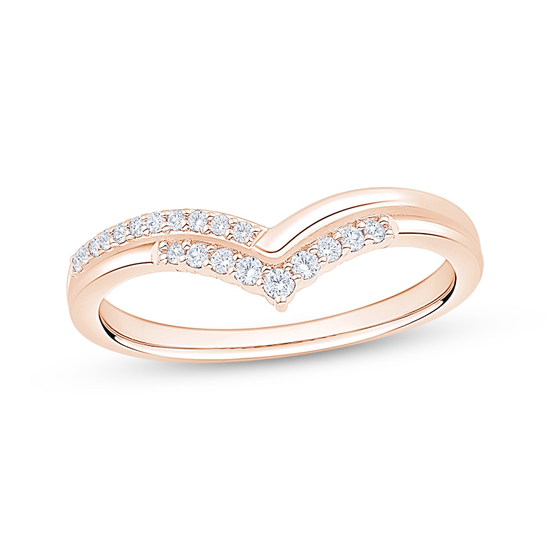 Main Image 1 of Now + Forever Diamond Chevron Two-Row Anniversary Ring 1/8 ct tw 10K Rose Gold