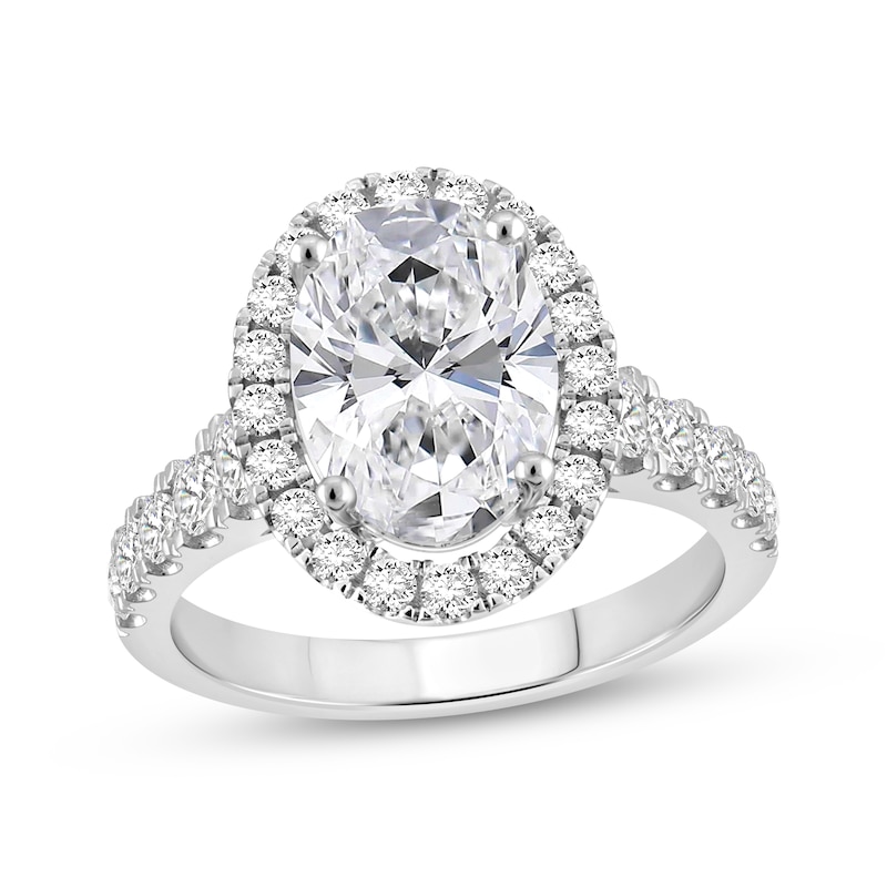 Main Image 1 of Now + Forever Oval-Cut Lab-Grown Diamond Halo Engagement Ring 4-3/4 ct tw 14K White Gold