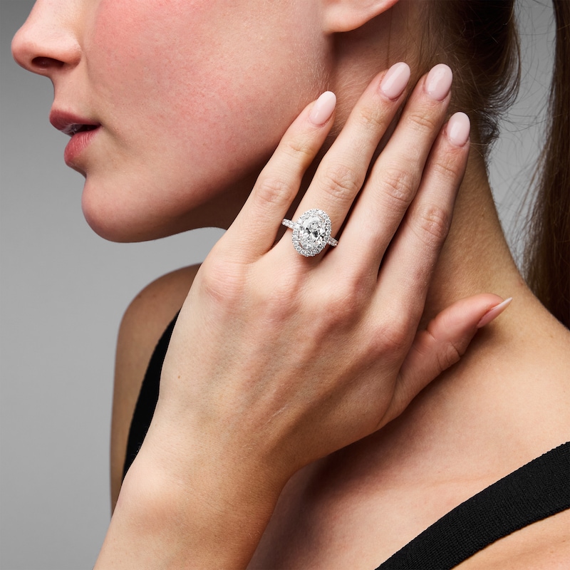 Main Image 4 of Now + Forever Oval-Cut Lab-Grown Diamond Halo Engagement Ring 4-3/4 ct tw 14K White Gold